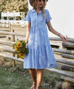 DY New In Clothing DARLEEN TARTAN SHIRT DRESS – BLUE 10 DY New In Clothing DARLEEN TARTAN SHIRT DRESS – BLUE
