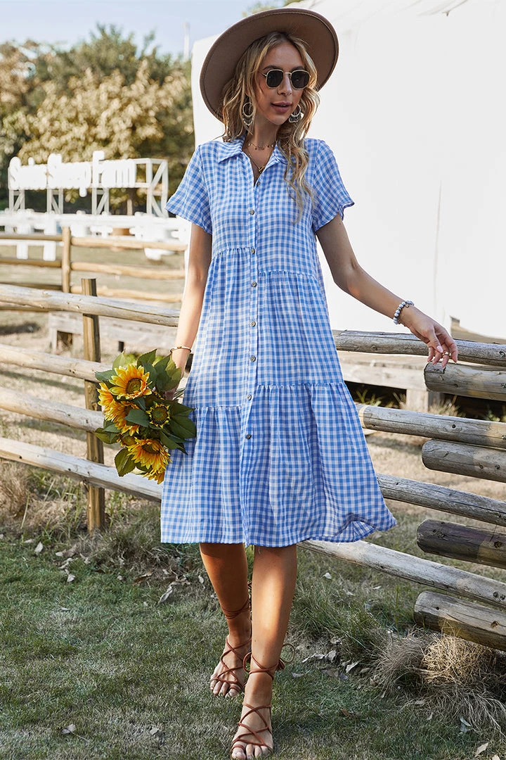 DY New In Clothing DARLEEN TARTAN SHIRT DRESS – BLUE 5 DY New In Clothing DARLEEN TARTAN SHIRT DRESS – BLUE