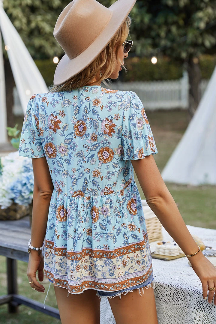 DY JEN BOHO TOP - BLUE New In Clothing 6 DY JEN BOHO TOP - BLUE New In Clothing