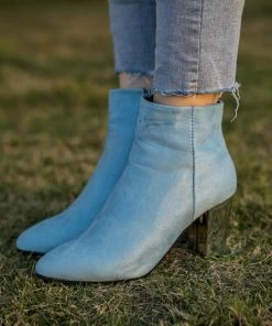 HYHE EN BLOOM | Blue Mirror Heel Suede Ankle Boots NEW ARRIVALS