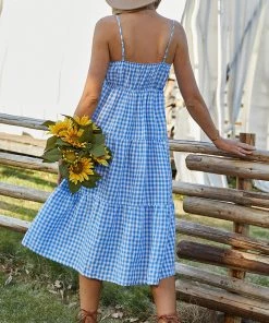 DY MARGARETTA Tartan Midi Dress - Bue New In Clothing 11 DY MARGARETTA Tartan Midi Dress - Bue New In Clothing