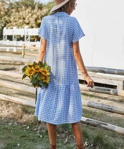 DY New In Clothing DARLEEN TARTAN SHIRT DRESS – BLUE 11 DY New In Clothing DARLEEN TARTAN SHIRT DRESS – BLUE