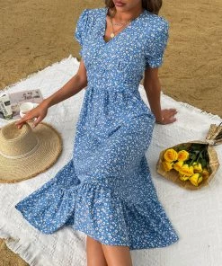 BFZY JUANITA MIDI DRESS - BLUE PRINT