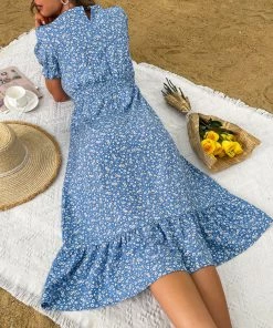BFZY JUANITA MIDI DRESS - BLUE PRINT