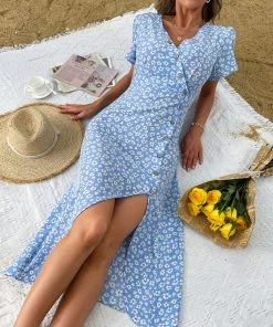 BFZY LARKIN MIDI DRESS - BLUE PRINT NEW ARRIVALS