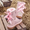 XH SMAIBULUN UGG™ | Double-Bow Back Ribbon Suede Boots - Blush Pink NEW ARRIVALS