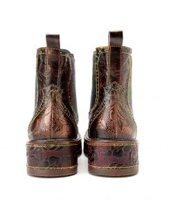 SOFFIA | Genuine Leather Bronze Rose Embossed Flat Chelsea Boots New In Shoes