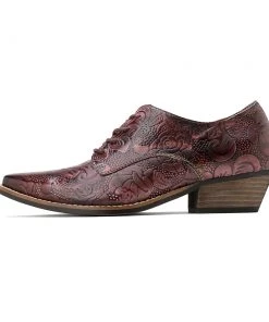 New In Shoes Genuine Leather Block Brogue-Detail Floral Embossed Oxford Heel Shoes- Soffia 11 New In Shoes Genuine Leather Block Brogue-Detail Floral Embossed Oxford Heel Shoes- Soffia