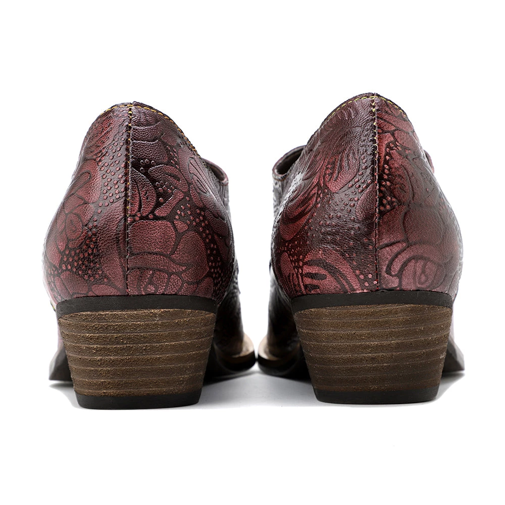 New In Shoes Genuine Leather Block Brogue-Detail Floral Embossed Oxford Heel Shoes- Soffia 7 New In Shoes Genuine Leather Block Brogue-Detail Floral Embossed Oxford Heel Shoes- Soffia