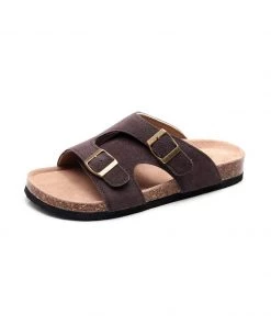 GLF Maibulun | Brown Criss Cross Wrap Suede Sandals Slides NEW ARRIVALS
