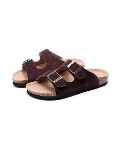 GLF Maibulun | Brown Double-Buckle Wide-Strap Suede Leather Sandals NEW ARRIVALS