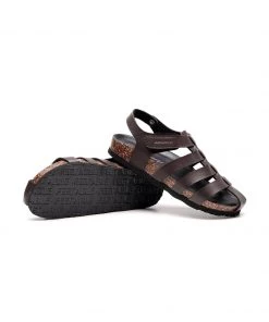 GLF NEW ARRIVALS Maibulun | Brown Cut Out Strap Slingback Sandals