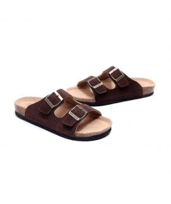 GLF Maibulun | Brown Double-Buckle Wide-Strap Suede Leather Sandals NEW ARRIVALS