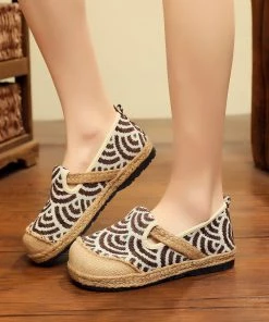 TC Shop Sandals Linen Fish Scales Embossed Slip-On Round Toe Espadrilles - Cactus Rose