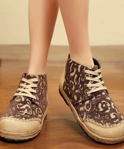 TC Altamont Linen Embossed Hi-Top Round Toe Sneakers Espadrilles - Cactus Rose