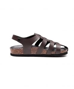GLF NEW ARRIVALS Maibulun | Brown Cut Out Strap Slingback Sandals
