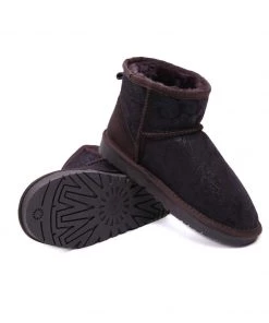 XH New In Shoes SMAIBULUN UGG™ | Embroidered Floral Faux Fur-Lined Leather Suede Boot