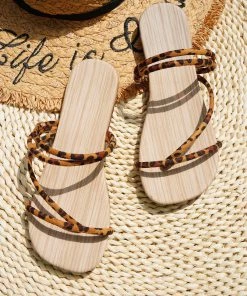 HT EN BLOOM | ZAE STRAP THONG BROWN LEOPARD