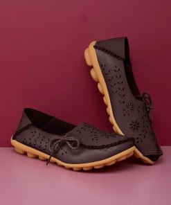 ATC Side Tie Laser Cut Round-Toe Loafers - MAMA LOVE