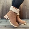 YL En Bloom | Brown Plush-Lined Fold-Over Boot New In Shoes
