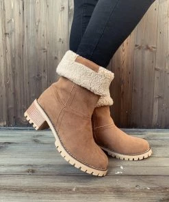 YL En Bloom | Brown Plush-Lined Fold-Over Boot New In Shoes