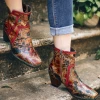 SOFFIA | Terracotta Warriors Vintage Genuine Leather Mid Heel Ankle Boots