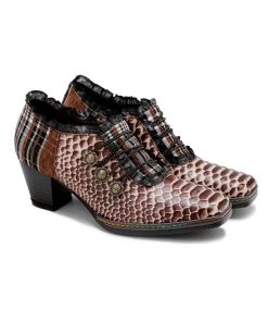 SOFFIA | Lace Trim Vintage Plaid Printed Leather Oxford