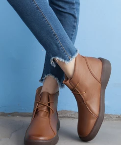 XR Rumour Has It | Modern Lace-Up Leather Ankle Boots - Brown New In Shoes