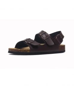 Maibulun - Brown Double-Strap Slingback Sandals