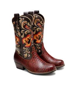Soffia | Genuine Leather Brown Guitar Cowboy Knee Western Boots