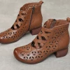 MLD Rumour Has It | Criss-Cross Upper Cut-Out Brown Leather Boots NEW ARRIVALS
