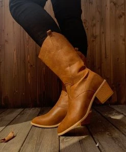 YL En Bloom | Brown Pull-Tab Cowboy Knee Boots New In Shoes