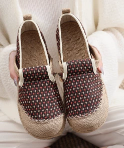 TC NEW ARRIVALS Cactus Rose | Gypsophila Print Linen Brown Espadrilles