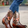 SOFFIA |Genuine Leather Brown Rock & Roll Guitar Mid-Calf Western Boots New In Shoes