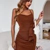 New In Clothing DION BODYCON DRESS - BROWN