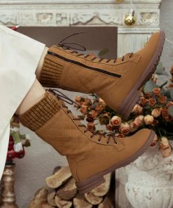YL New In Shoes En Bloom | Brown Plaid Pattern Sock-Lined Boot