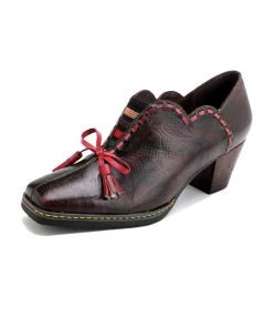 SOFFIA | Curve Ankle Floral Embossed Genuine Leather Loafers S/S 2022