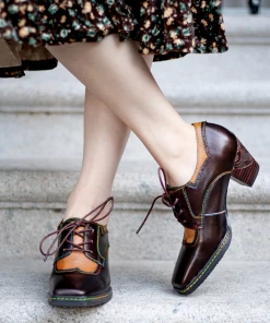 SOFFIA | Genuine Leather Blossom Embossed Back Heel Oxford Shoes 12 SOFFIA | Genuine Leather Blossom Embossed Back Heel Oxford Shoes