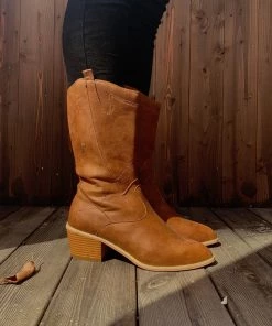 YL En Bloom | Brown Pull-Tab Cowboy Knee Boots New In Shoes