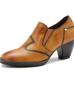 NEW ARRIVALS SOFFIA Genuine Leather Stitch Contrast Trim Heel Boots Loafers