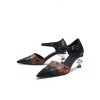 Jady Rose JadyRose | Smiley Patterned Detail Belted Women's Heeled Pump - Brown