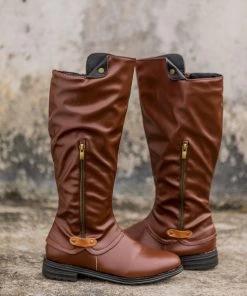 AL En Bloom | Side-Pocket Slouchy Long Boot - Brown 10 AL En Bloom | Side-Pocket Slouchy Long Boot - Brown