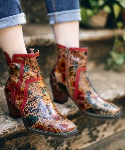 SOFFIA | Terracotta Warriors Vintage Genuine Leather Mid Heel Ankle Boots