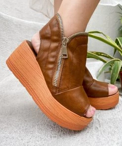 Peep-toe Side Zipper Wedge Boots Platform Sandals | EN BLOOM New In Shoes