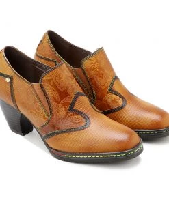 NEW ARRIVALS SOFFIA Genuine Leather Stitch Contrast Trim Heel Boots Loafers