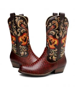 Soffia | Genuine Leather Brown Guitar Cowboy Knee Western Boots