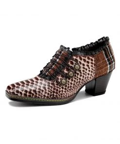 SOFFIA | Lace Trim Vintage Plaid Printed Leather Oxford