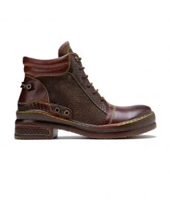 SOFFIA | Genuine Leather Brown Abstract Shoelace Detailed Combat Boots S/S 2022