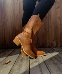 YL En Bloom | Brown Pull-Tab Cowboy Knee Boots New In Shoes