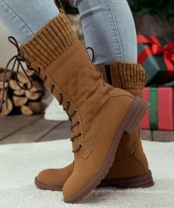 YL New In Shoes En Bloom | Brown Plaid Pattern Sock-Lined Boot